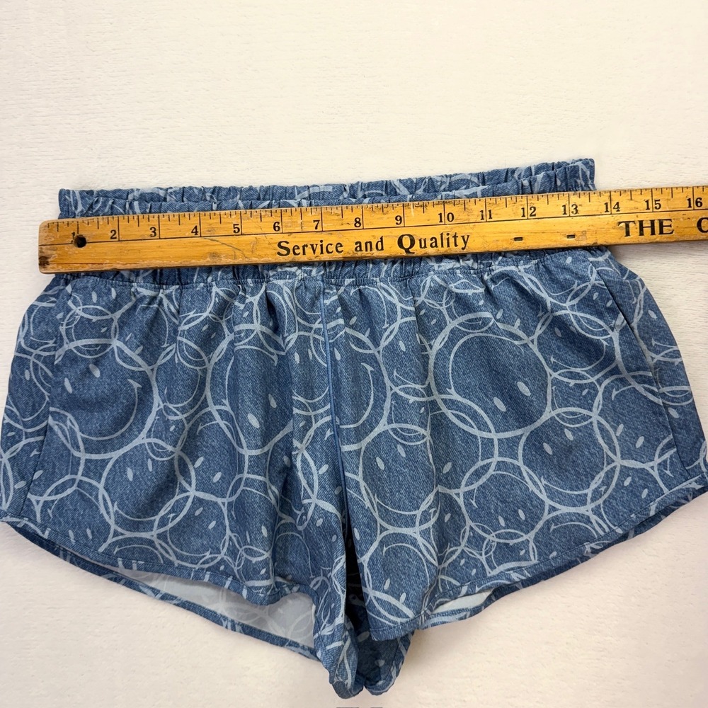 OFFLINE by Aerie Smiley Face Denim Shorts Womens Small Blue Low Rise Active - Picture 9 of 9